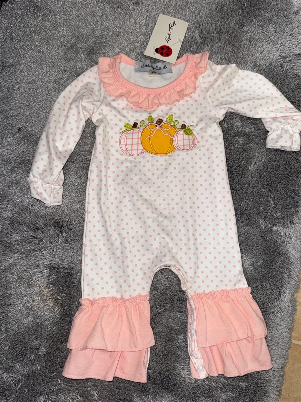 Baby 3 months  Pink Ruffle Pumpkin One-Piece NWT